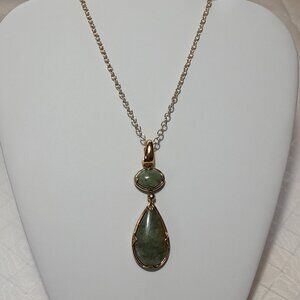 Barse Jade And Blue Lapis Reversible Pendant Necklace Gold Tone Chain